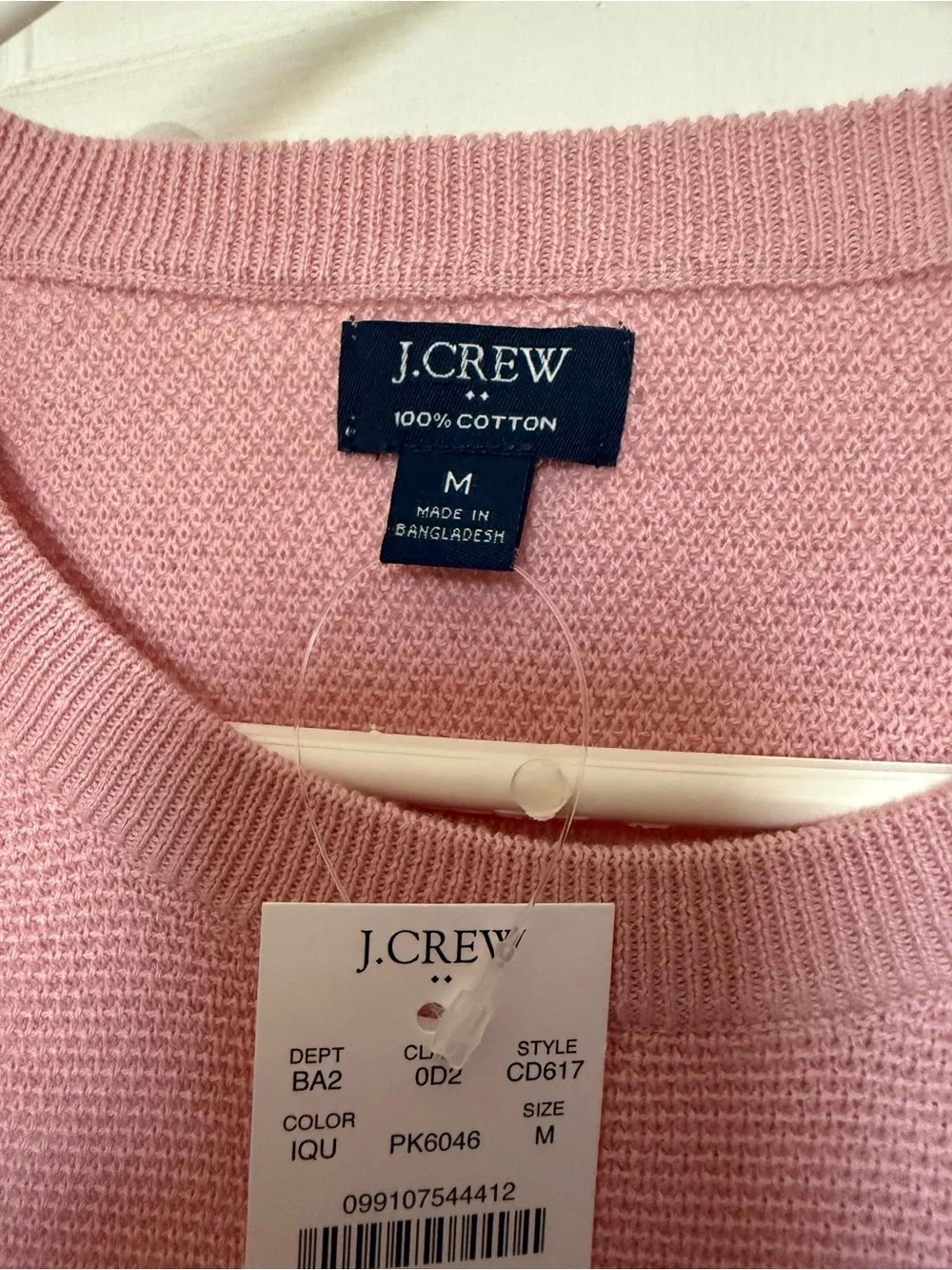 J. Crew Men's Crewneck Sweater in Blush Pink
